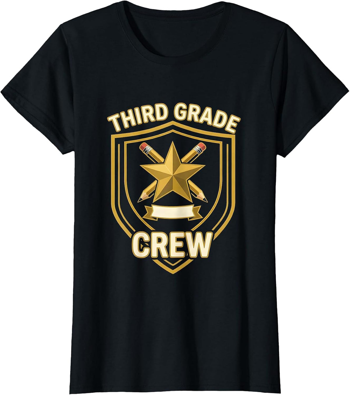 Third Grade Crew Playful Back To School Teacher Student T-Shirt - Black