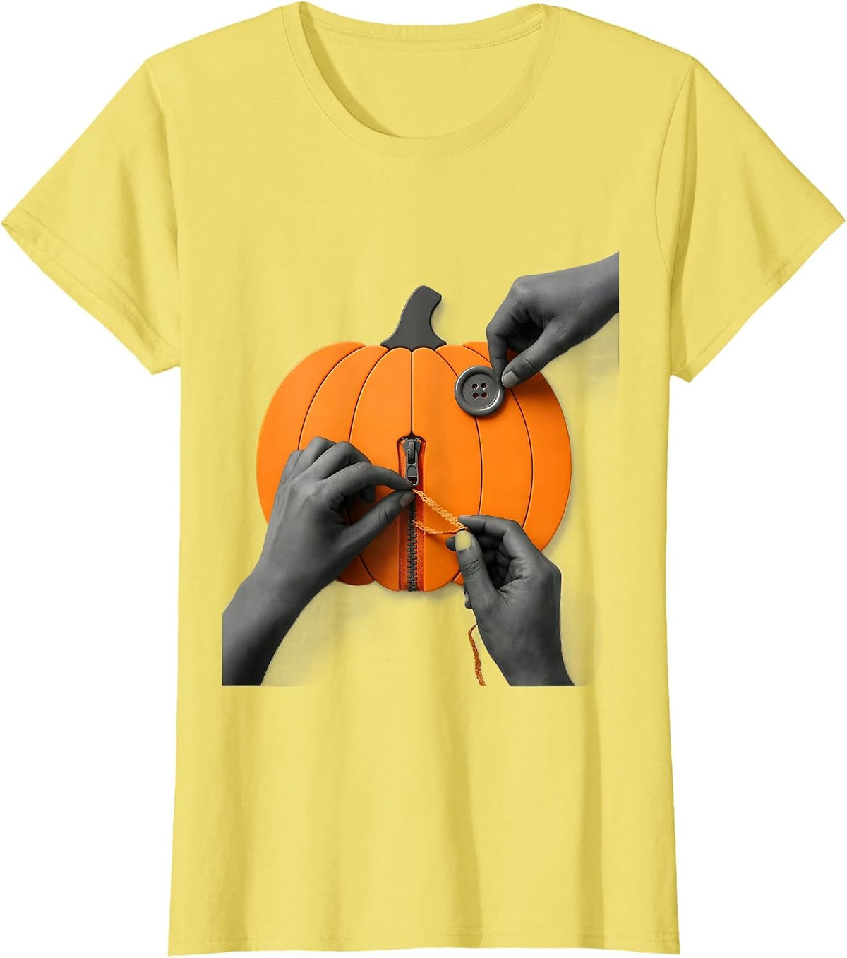 Women's Ghost Hands Minimalist Halloween Occupational Therapy Squad T-Shirt - Lemon Yellow