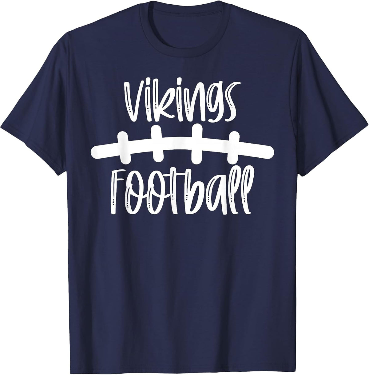 Vikings Football School Spirit Team Mascot Game Night T-Shirt - Navy Blue