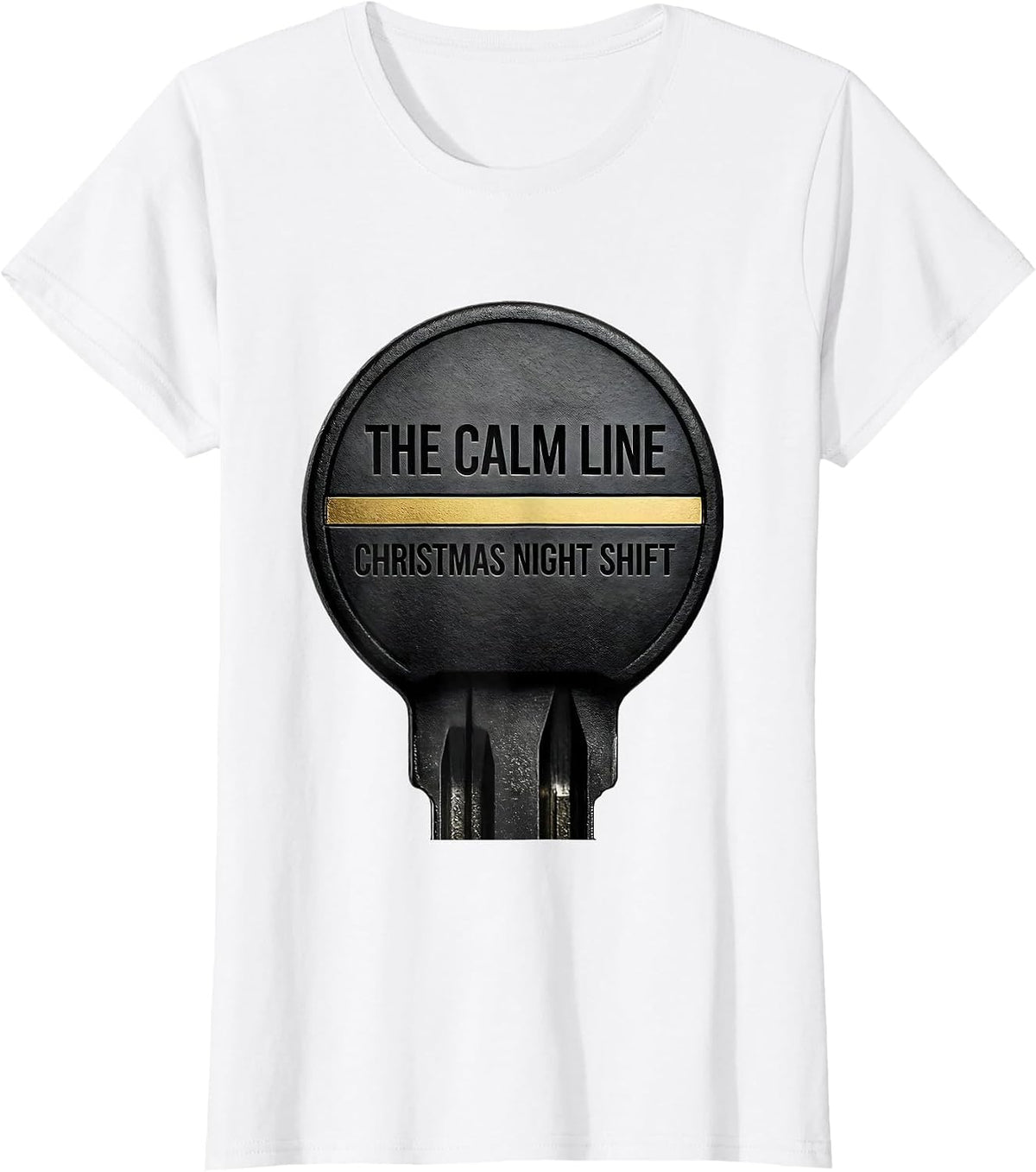 Women's The Calm Line Christmas Night Shift Funny 911 Dispatcher T-Shirt - White