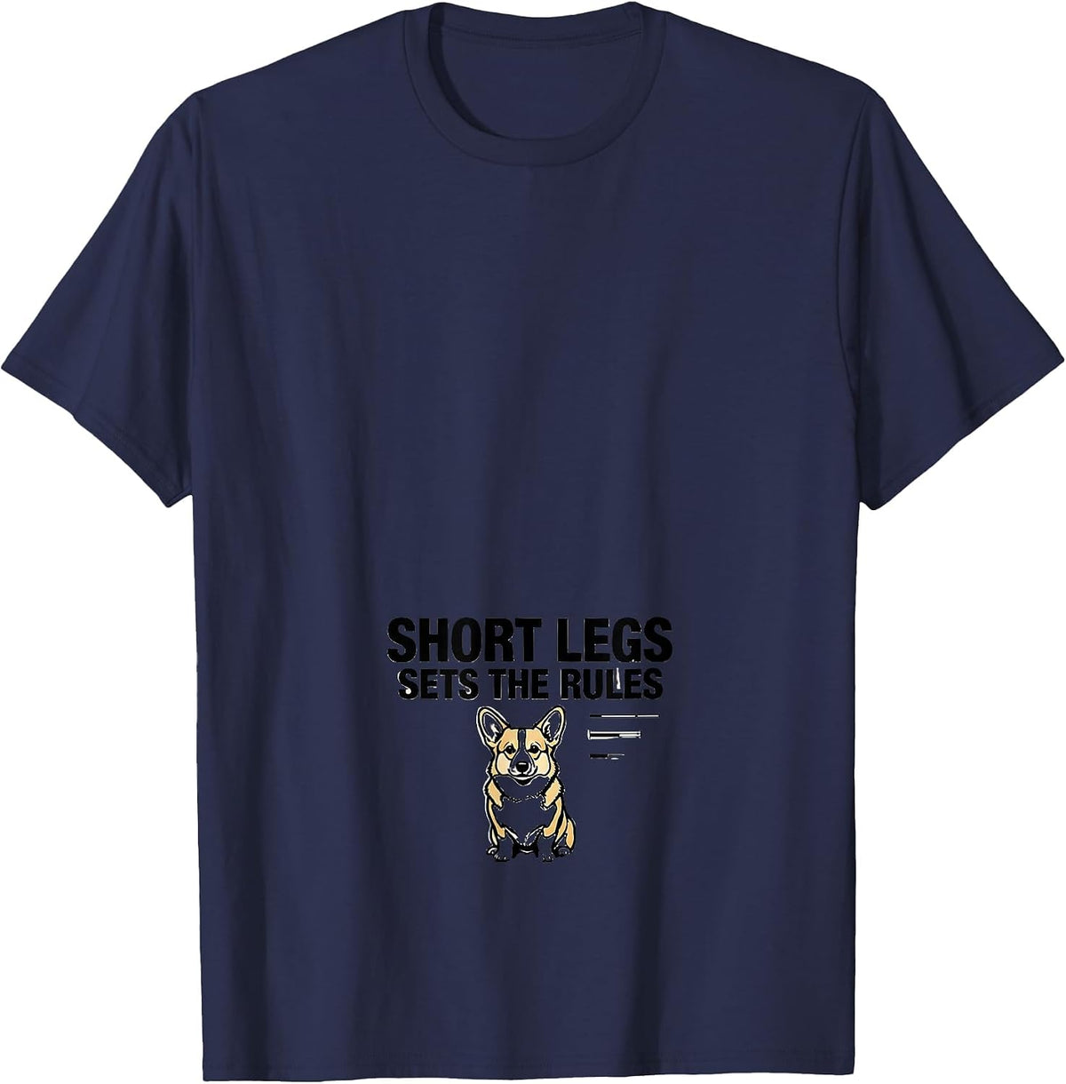 Short Legs Sets The Rules Funny Corgi Dog Lover Retro T-Shirt - Navy Blue