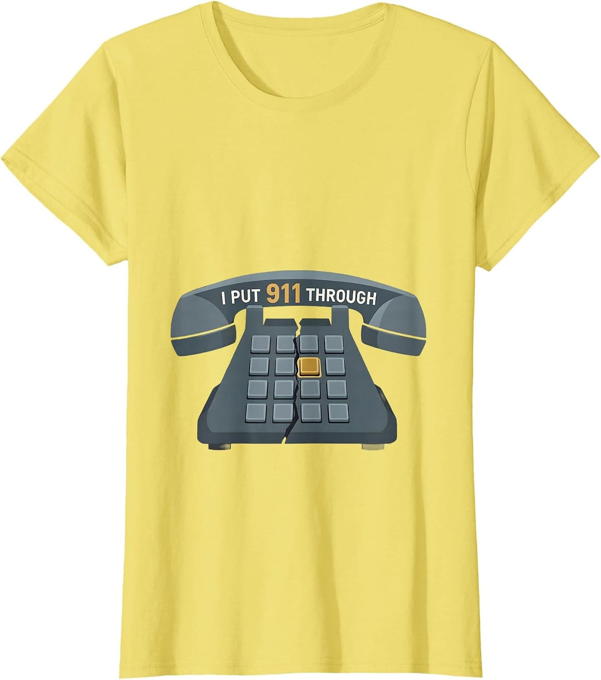 I Put 911 Through Editorial Conceptual 911 Dispatcher Thin T-Shirt - Lemon Yellow