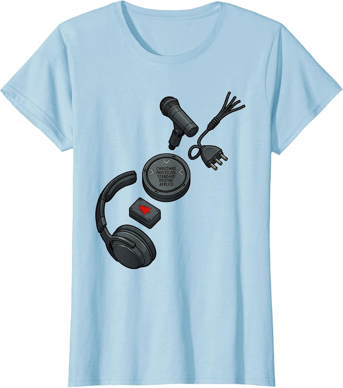 Christmas Processed, Standard Routing Applied 911 Dispatcher T-Shirt - Baby Blue