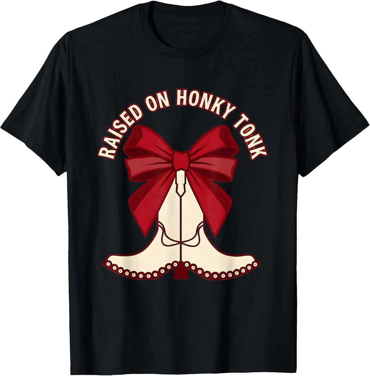 Men's Raised on Honky Tonk Nashville Music Design T-Shirt - Black