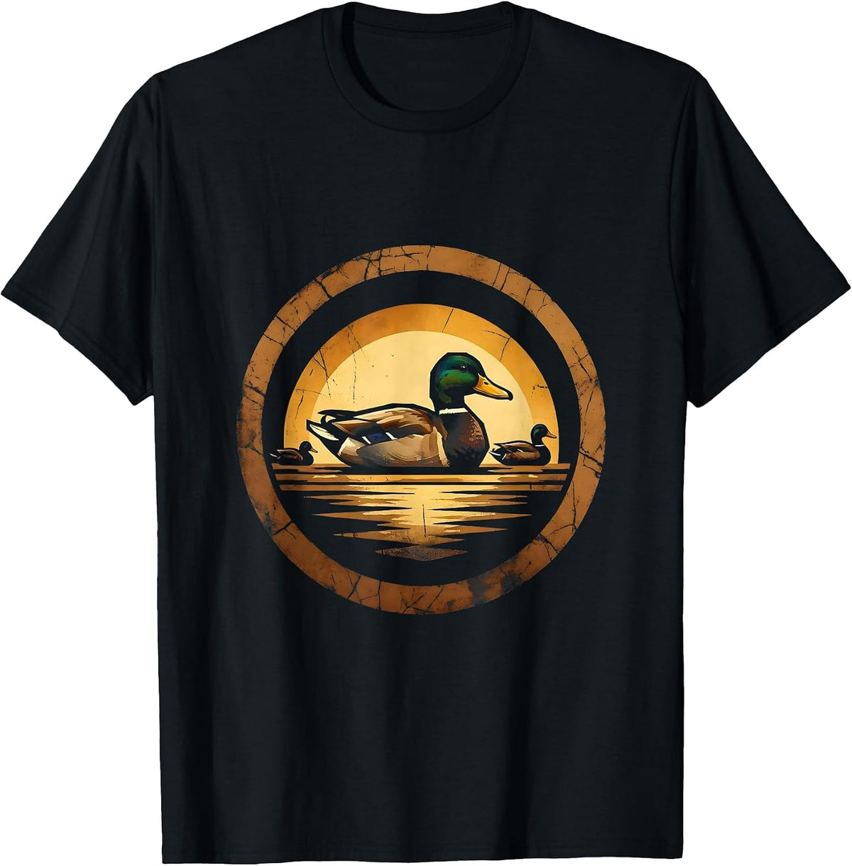 Men's Duck Decoys Floating on Still Water Hunting T-Shirt - Black
