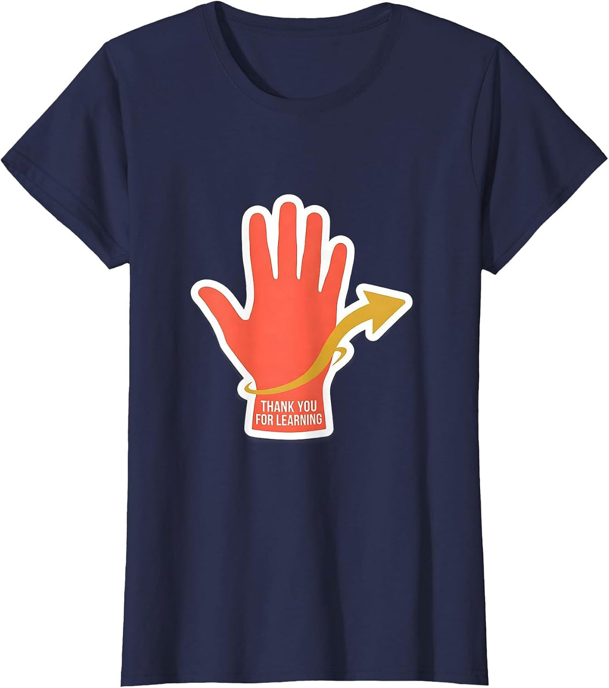 Women's Thank You For Learning Funny ASL Sign Language Teacher T-Shirt - Navy Blue
