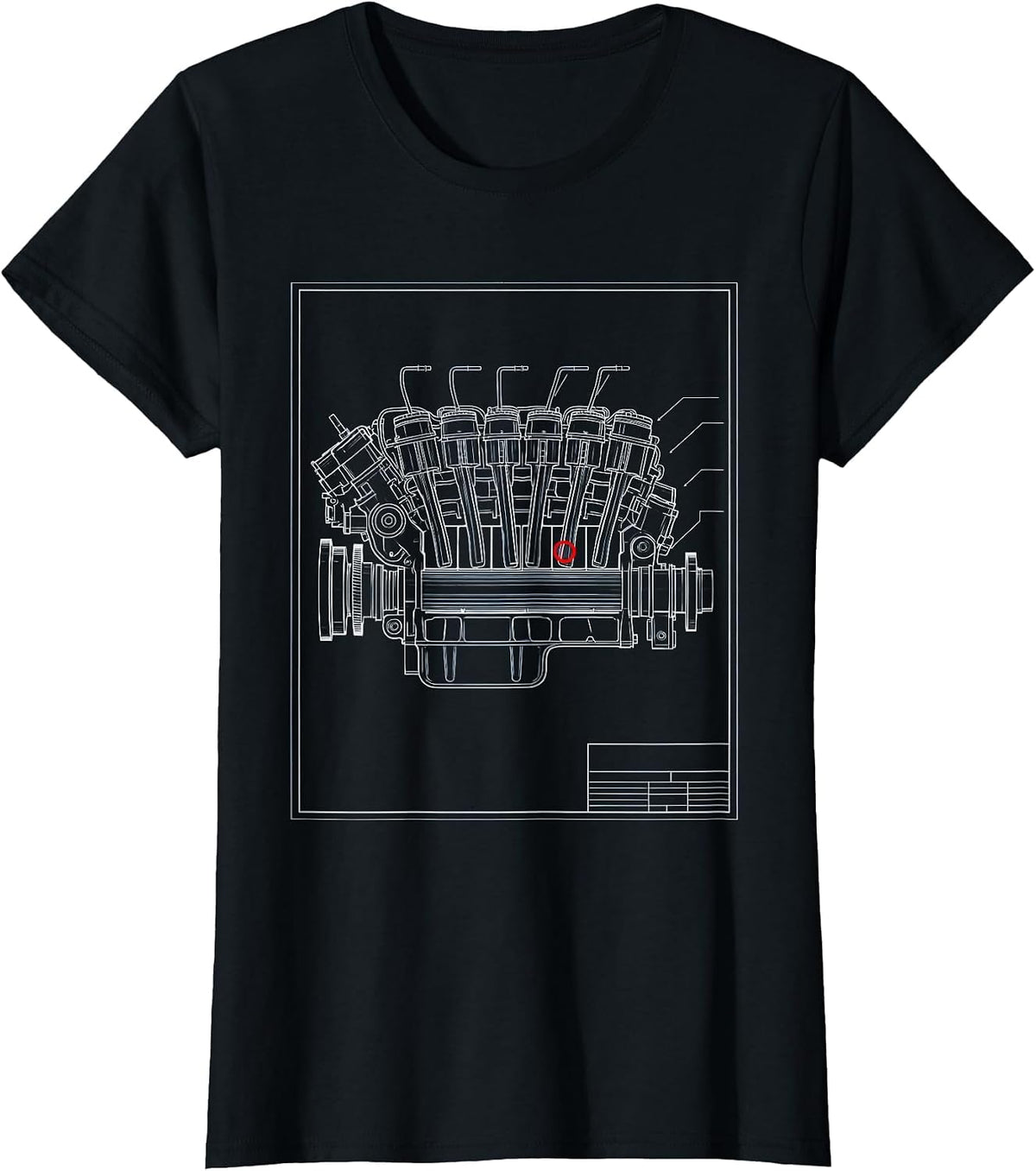 Diesel Engine Blueprint Trucker Mechanic Pickup Driver Humor T-Shirt - Black