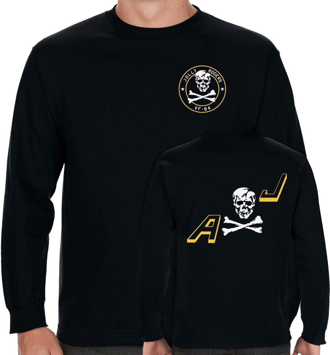 Future of Flight Jolly Rogers VF-84 Double Sided Long Sleeve Shirt - Black