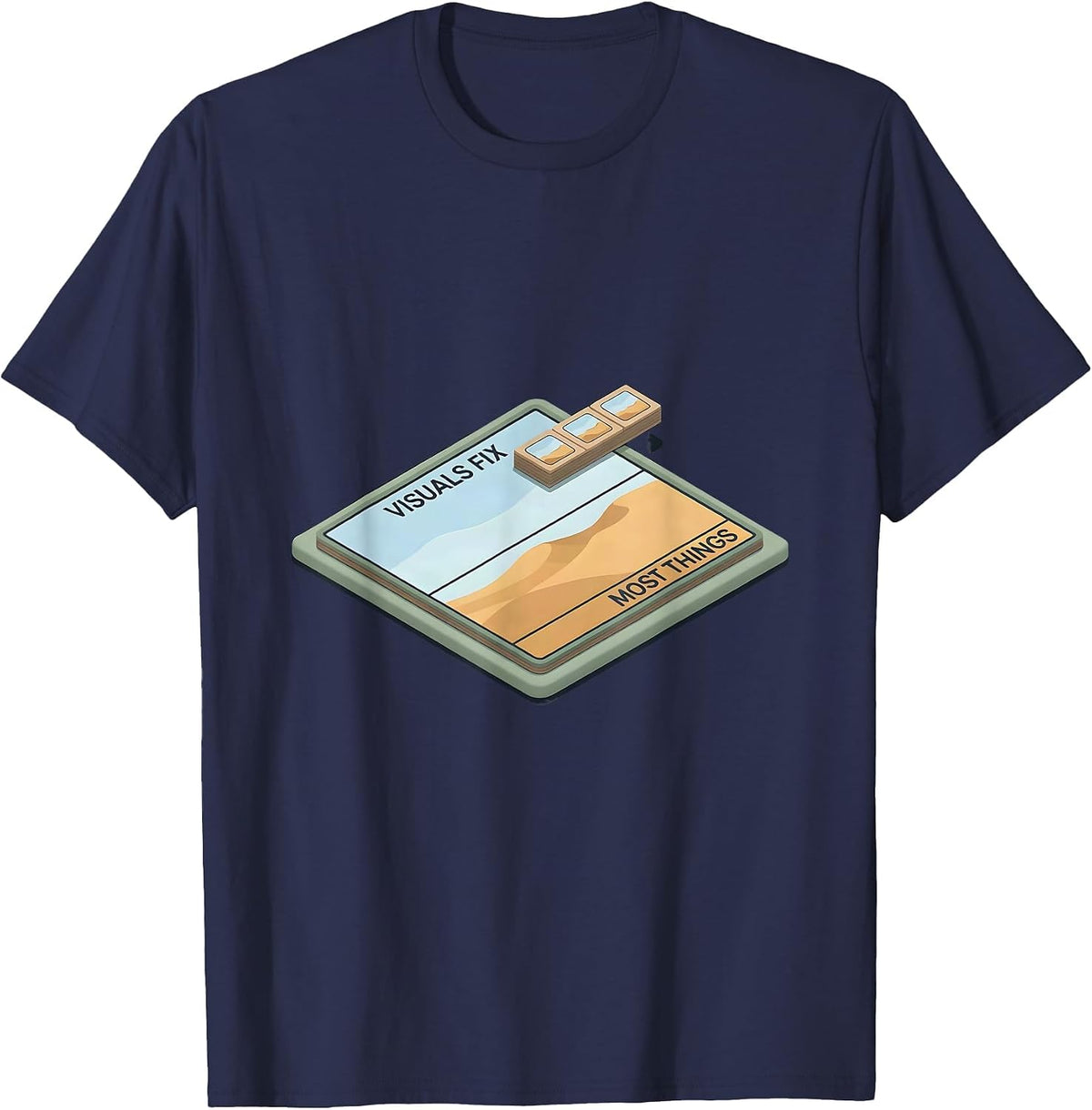 Men's Visuals Fix Most Things Editorial Conceptual SPED Teacher T-Shirt - Navy Blue