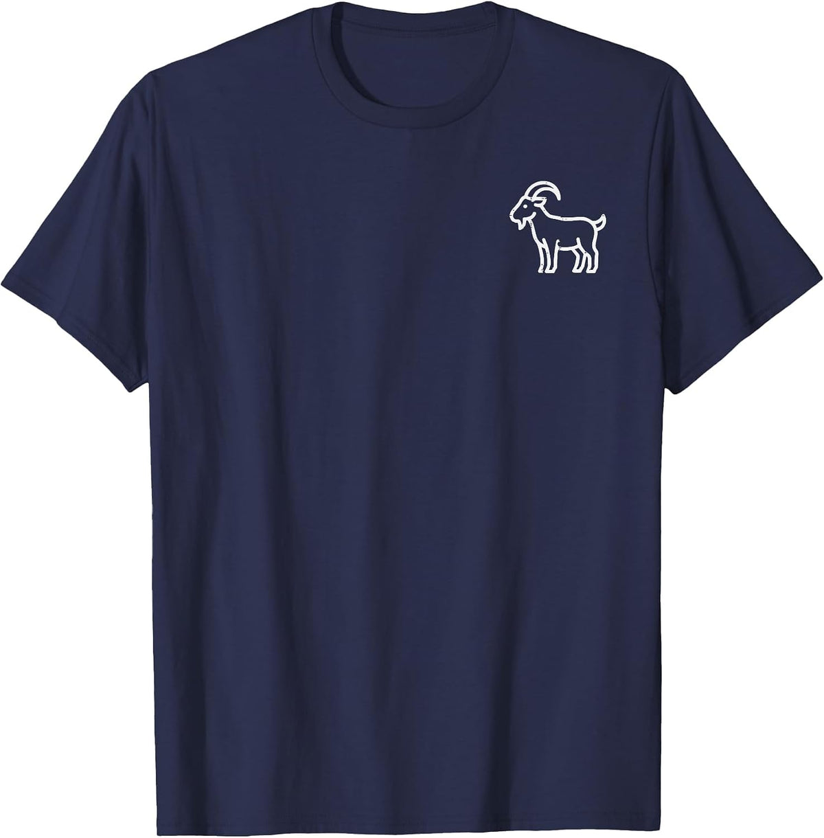 Goat Pocket Cute Minimal Line Art Farm Animal Men Women Kids T-Shirt - Navy Blue