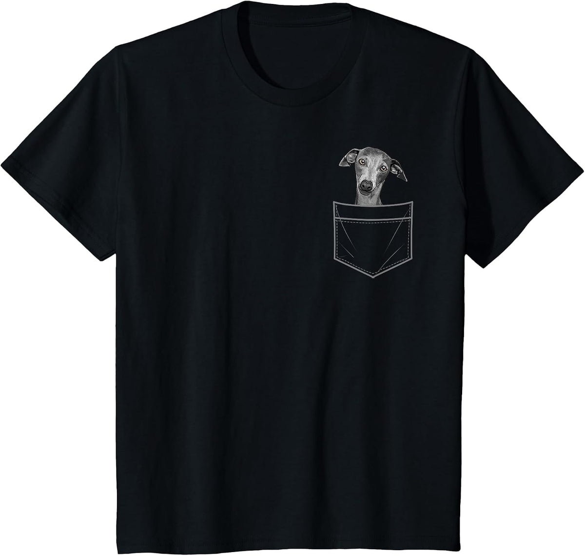 Cool Greyhound for Men Women Pocket Italian Dog Lover Owner T-Shirt - Black