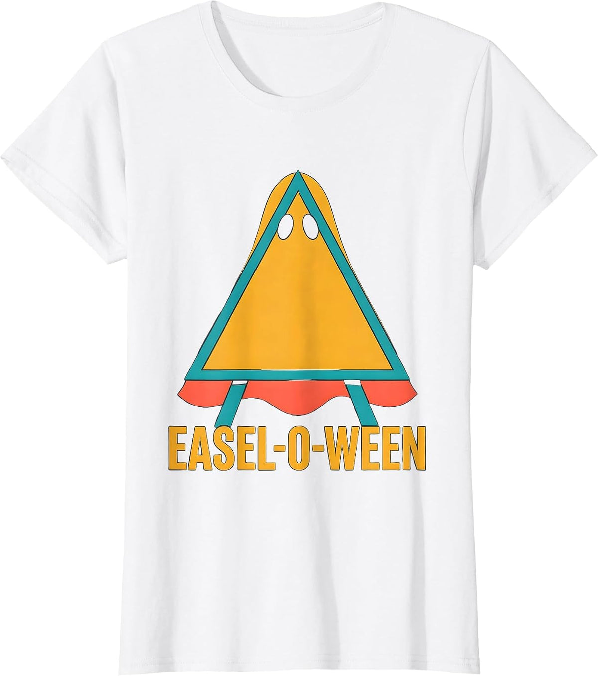 Women's Easel-o-Ween Flat Vector Halloween Music Art Teacher Costume T-Shirt - White