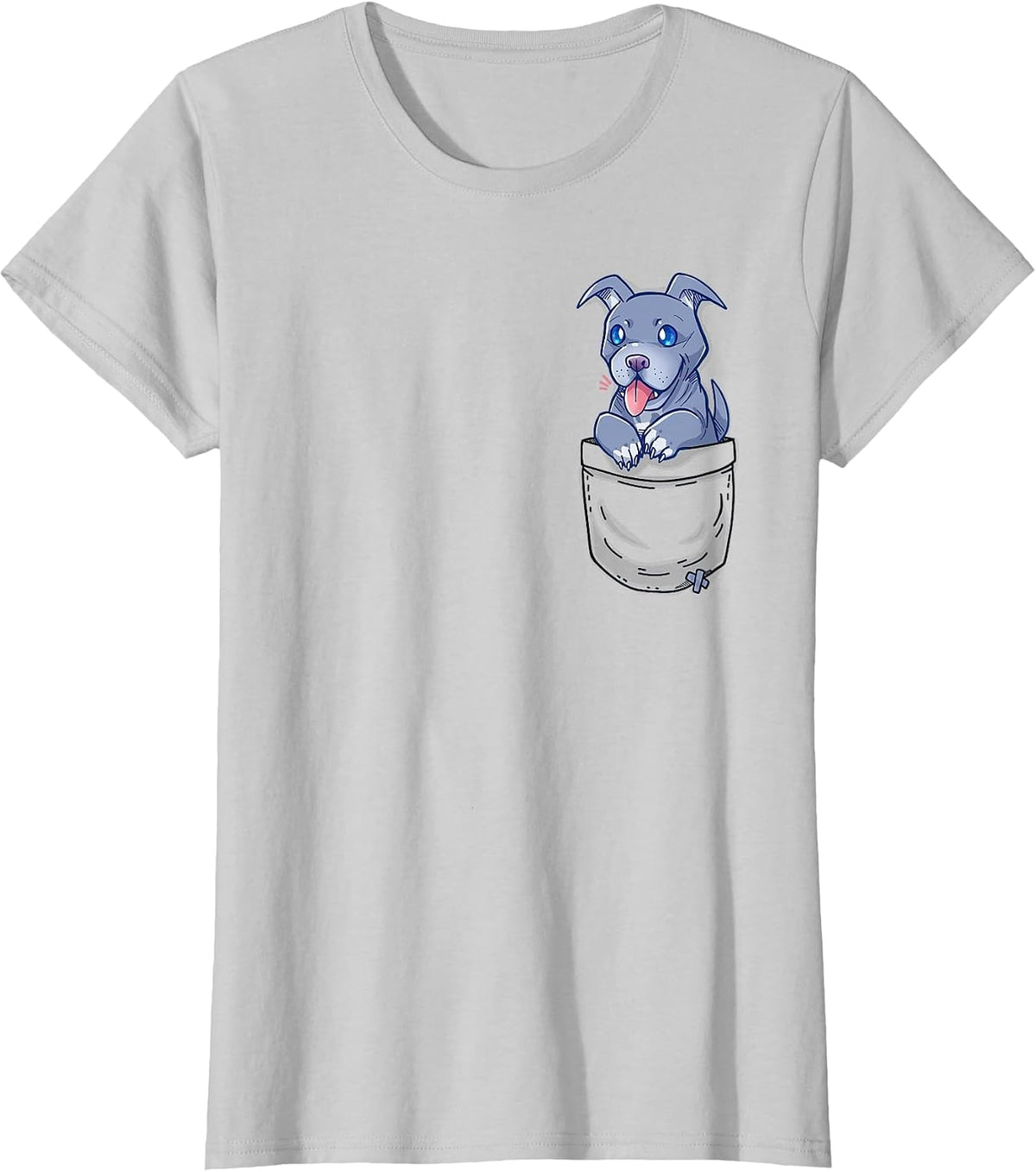 Pocket Cute Pitbull Pibble Puppy - T-Shirt - Silver Grey
