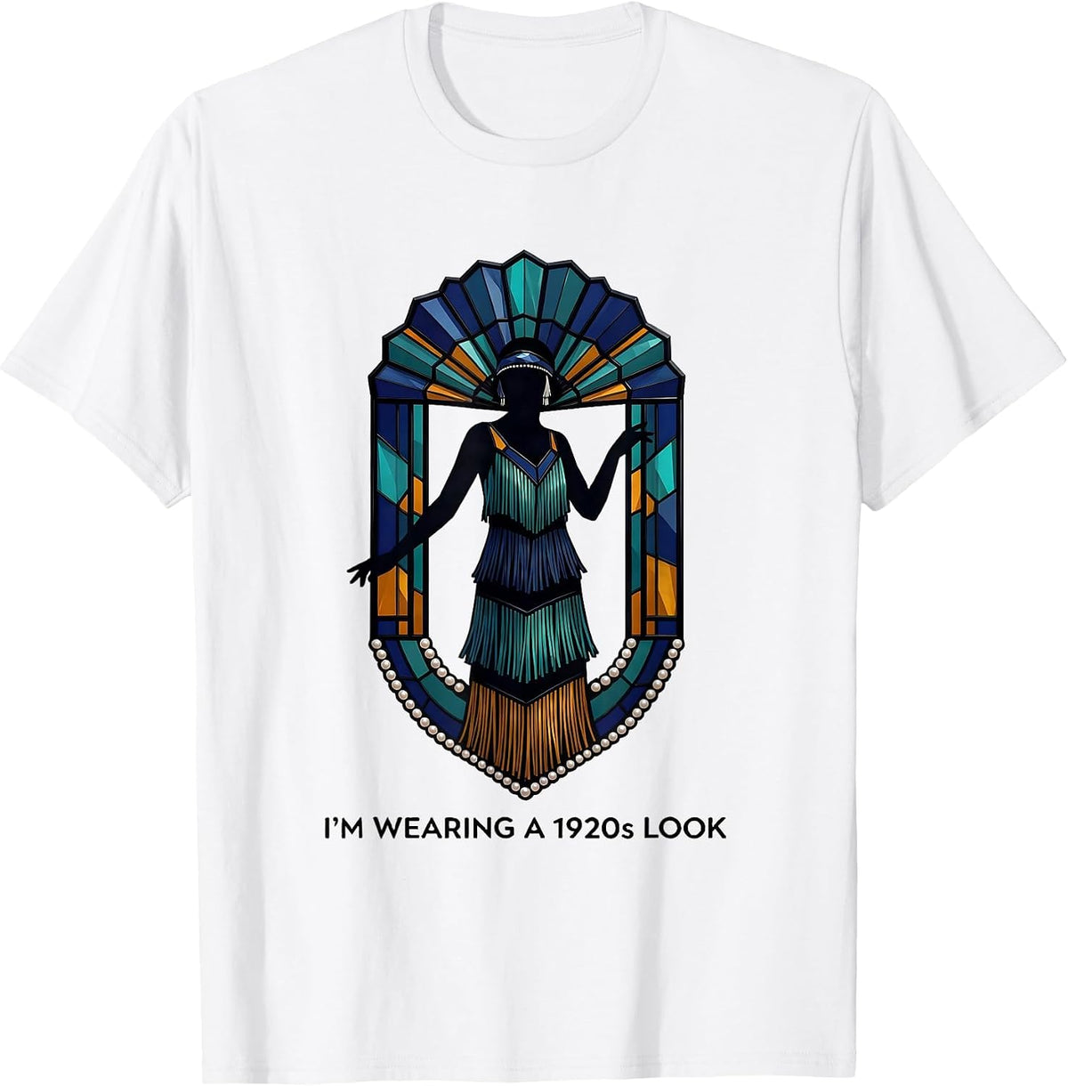 Men's I'm Wearing A 1920s Look Stained Glass Mosaic Flapper Dancer T-Shirt - White