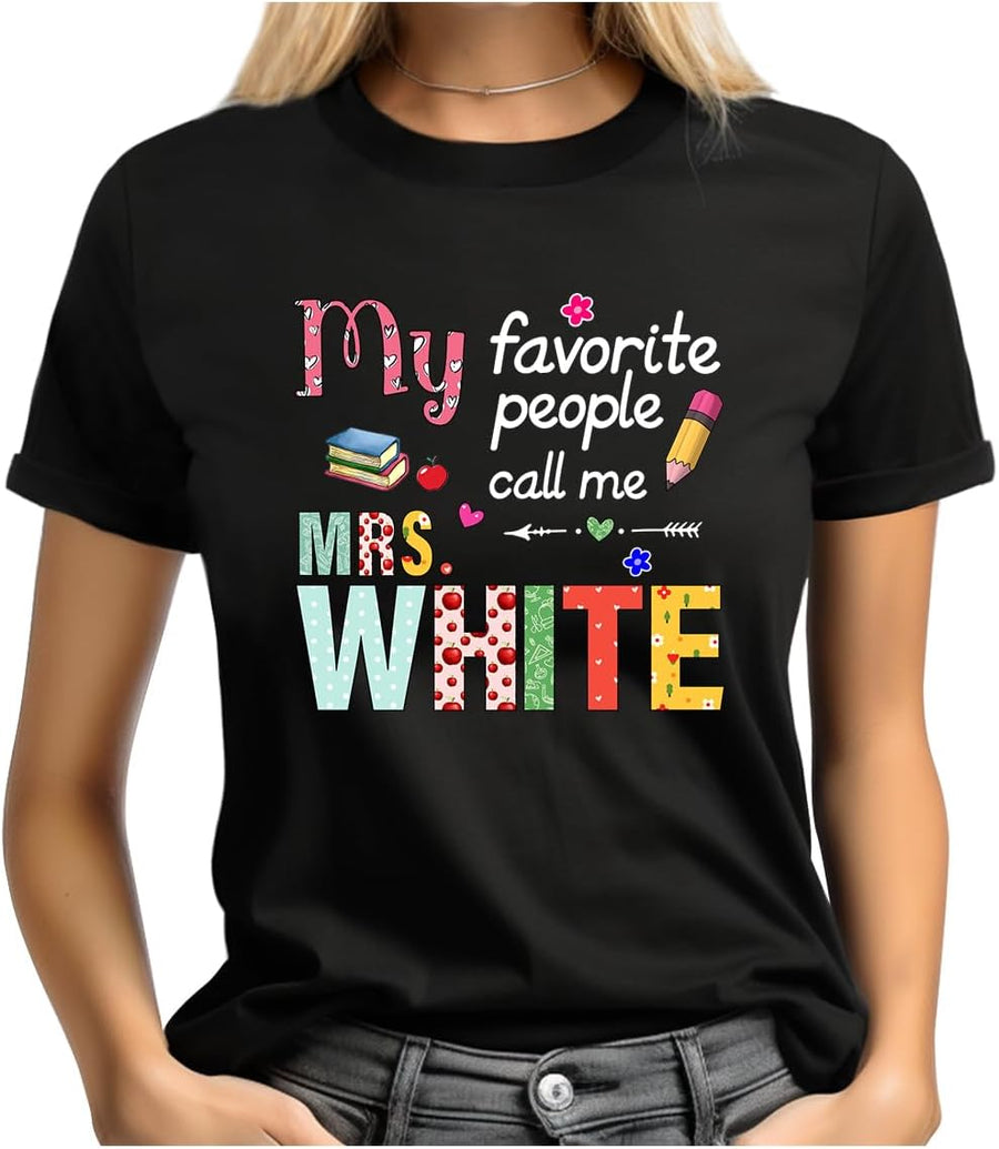 QBALL3150 Personalized Teacher Tshirts for Teachers with Name, Custom 1st 2nd 3rd 4th First Grade Teacher Shirts -