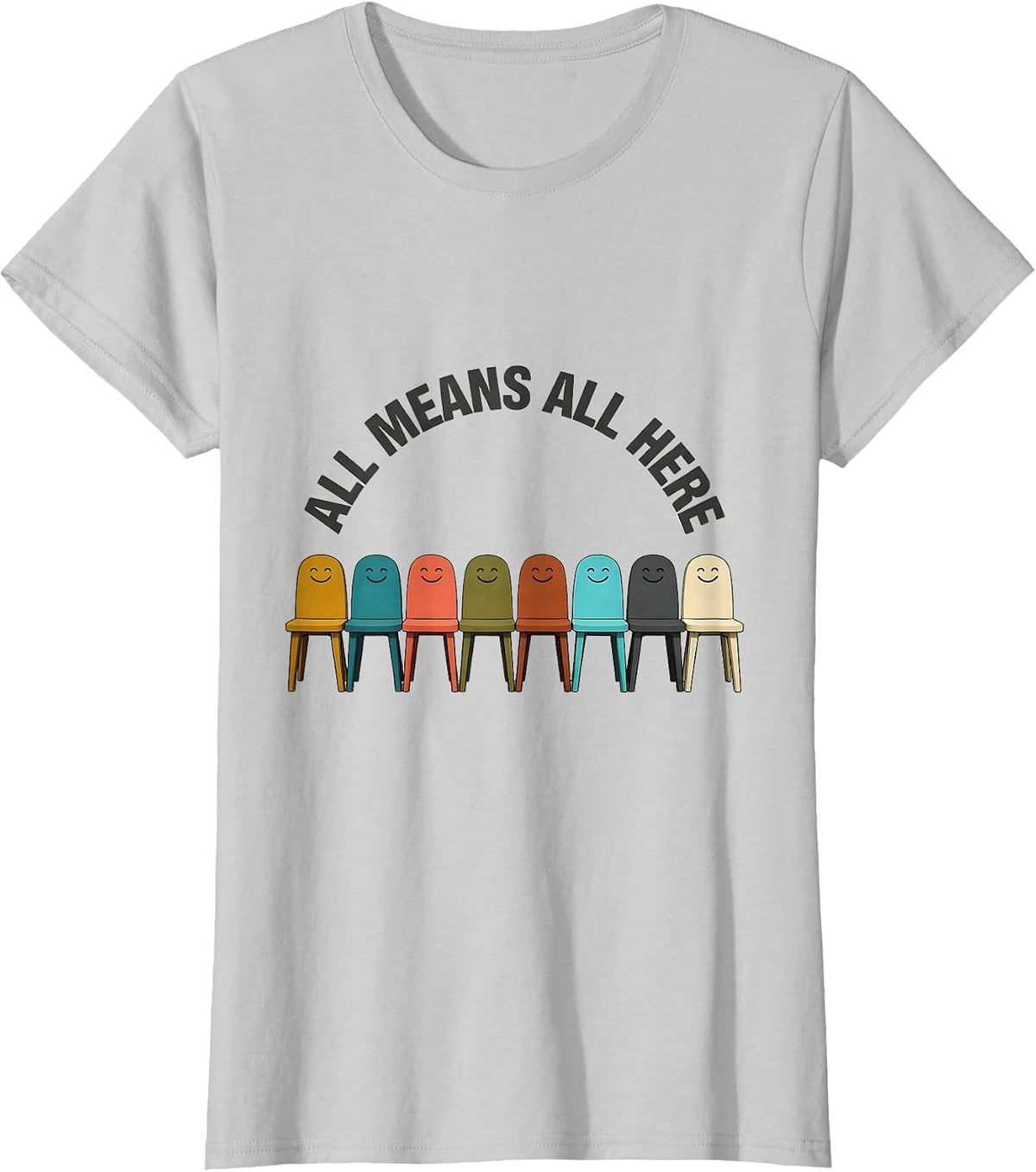 All Means All Here Midcentury Modern Special Education T-Shirt - Silver Grey