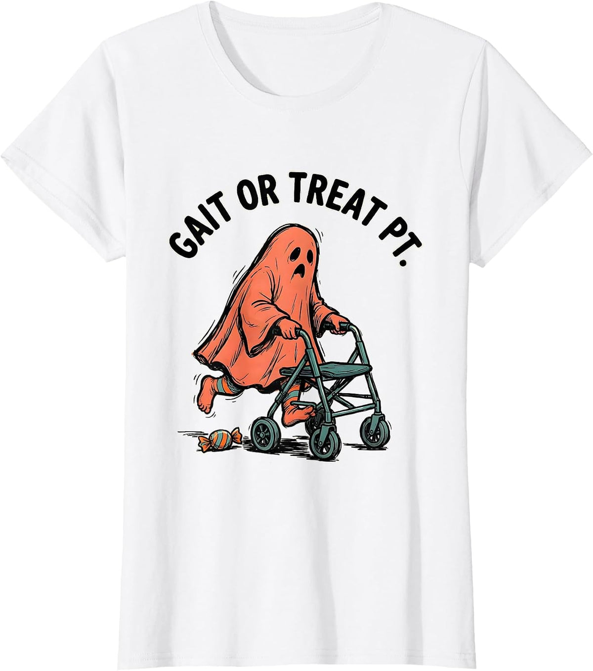 Gait Or Treat PT Funny Physical Therapy Halloween Costume T-Shirt - White