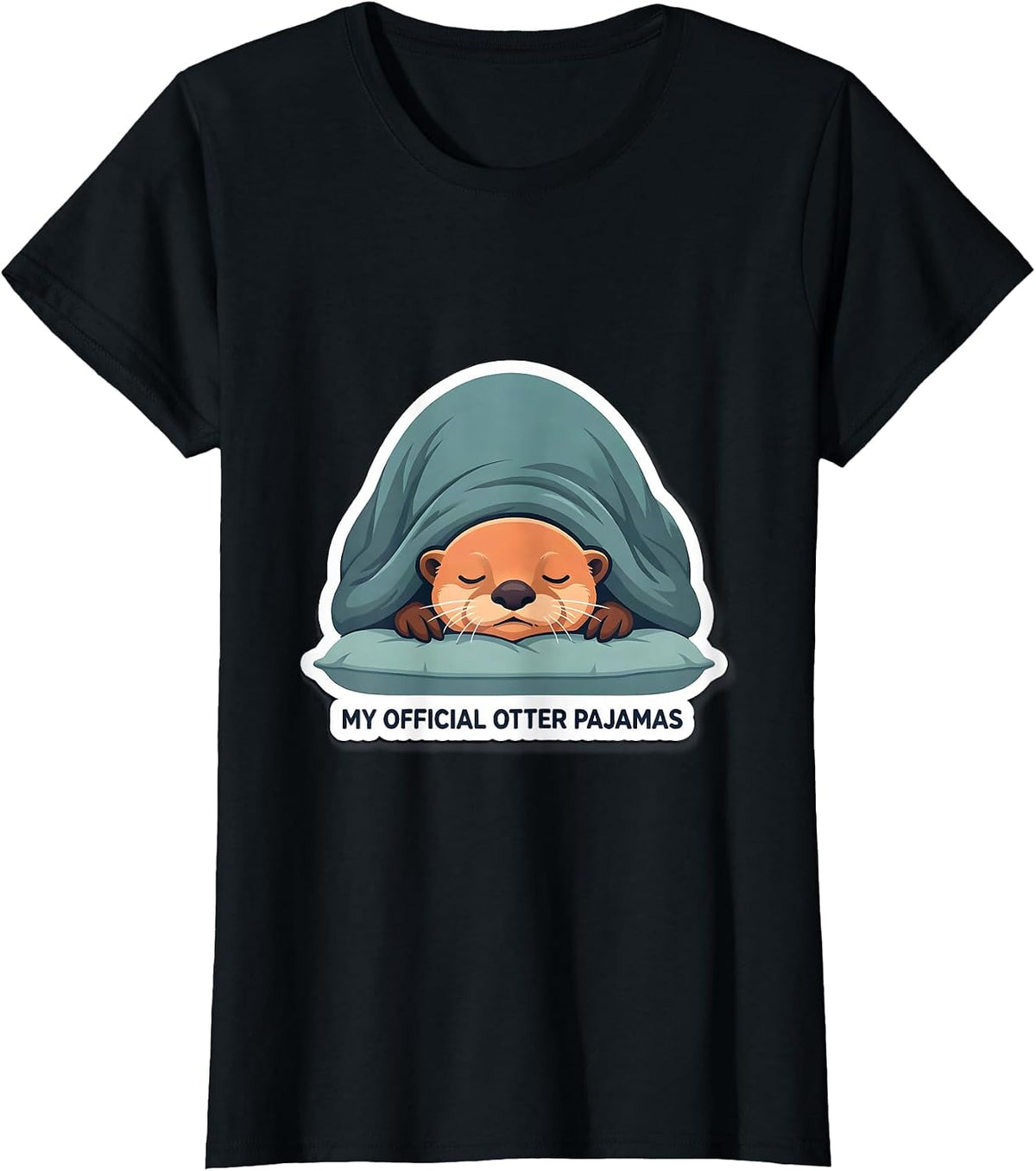 Women's My Official Otter Pajamas Cute Animal Sleep Shirt Gift T-Shirt - Black