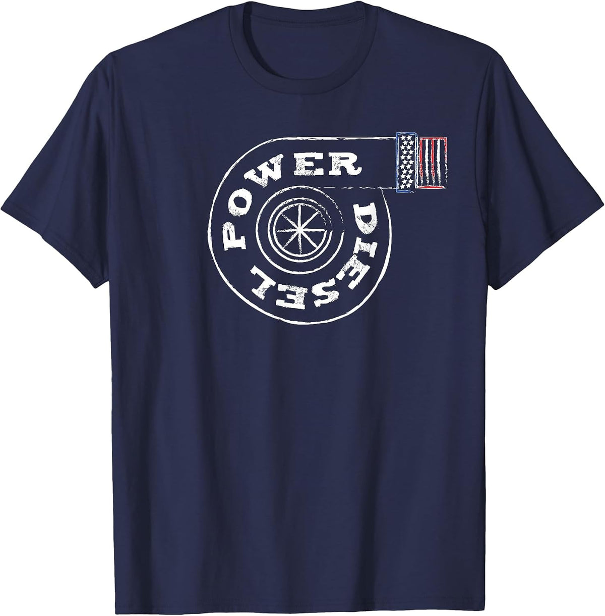 Diesel Power USA Flag Turbo Turbocharger T-Shirt - Navy Blue