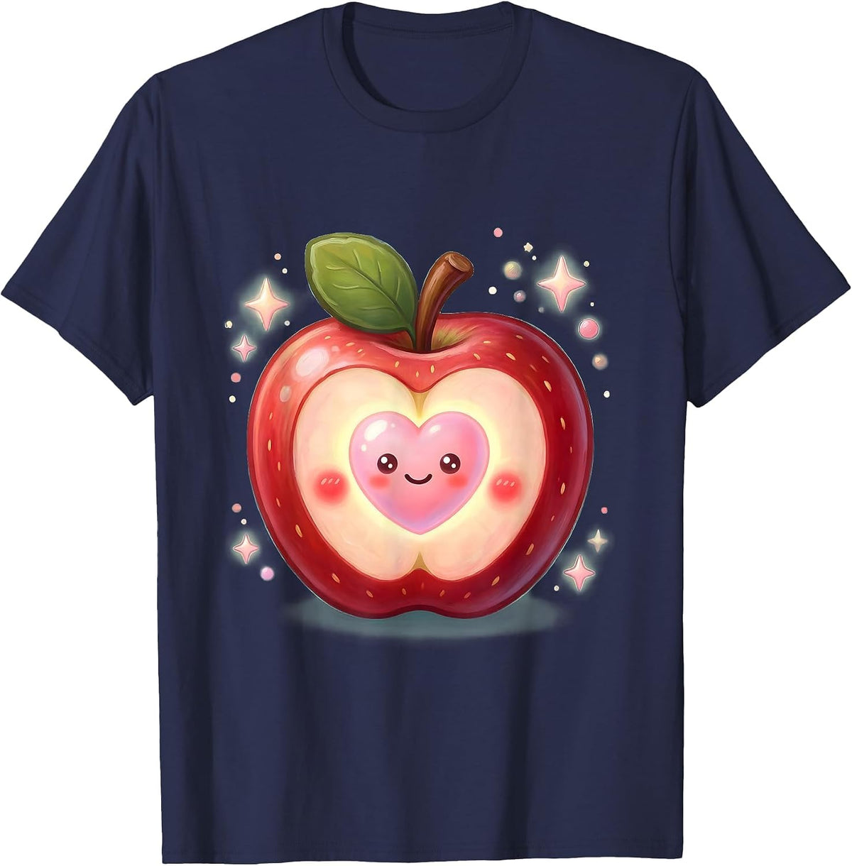 Pre-K Teacher Apple Heart Graphic Design Gift T-Shirt - Navy Blue
