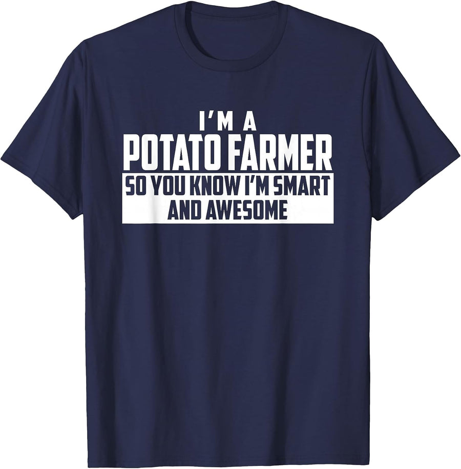 The Official Smart and Awesome Potato Farmer T-Shirt T-Shirt - Navy Blue
