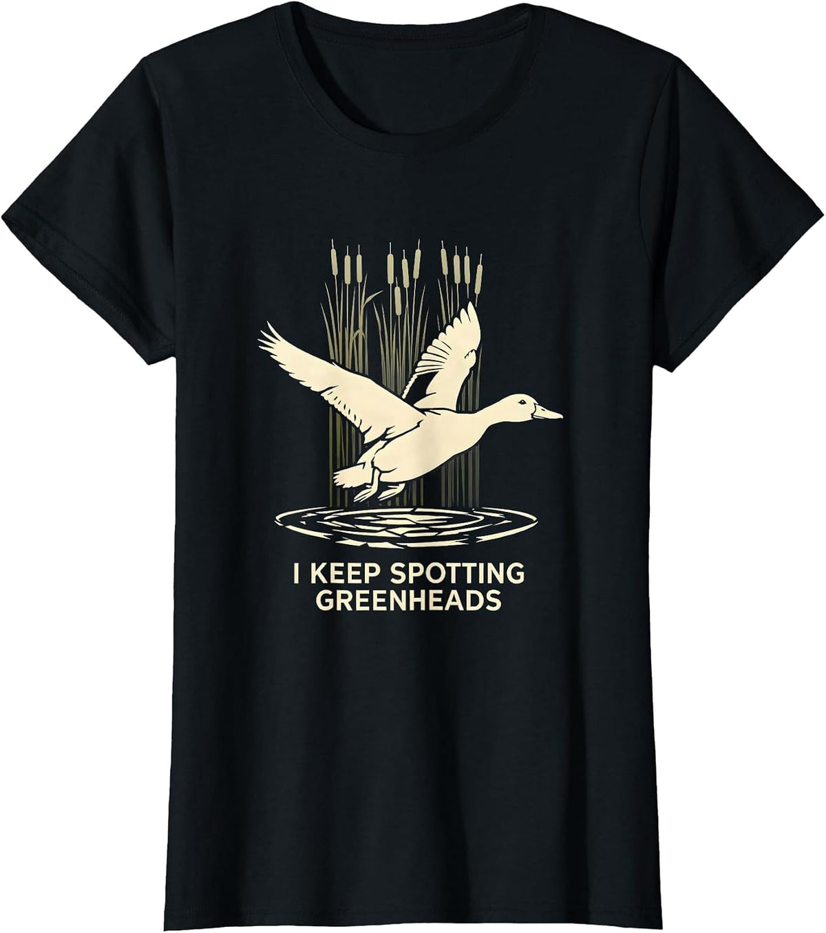 Women's I Keep Spotting Greenheads Mallard Duck Hunting Camo T-Shirt - Black