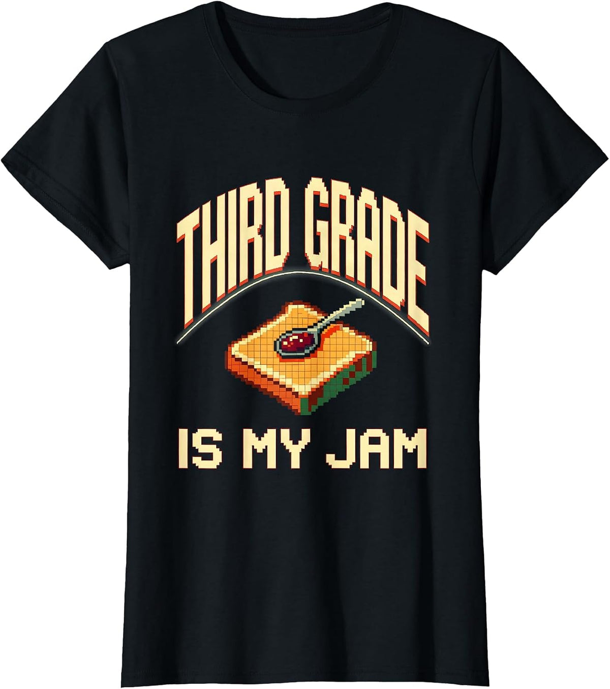Third Grade Is My Jam Retro Pixel Art Teacher Student T-Shirt - Black