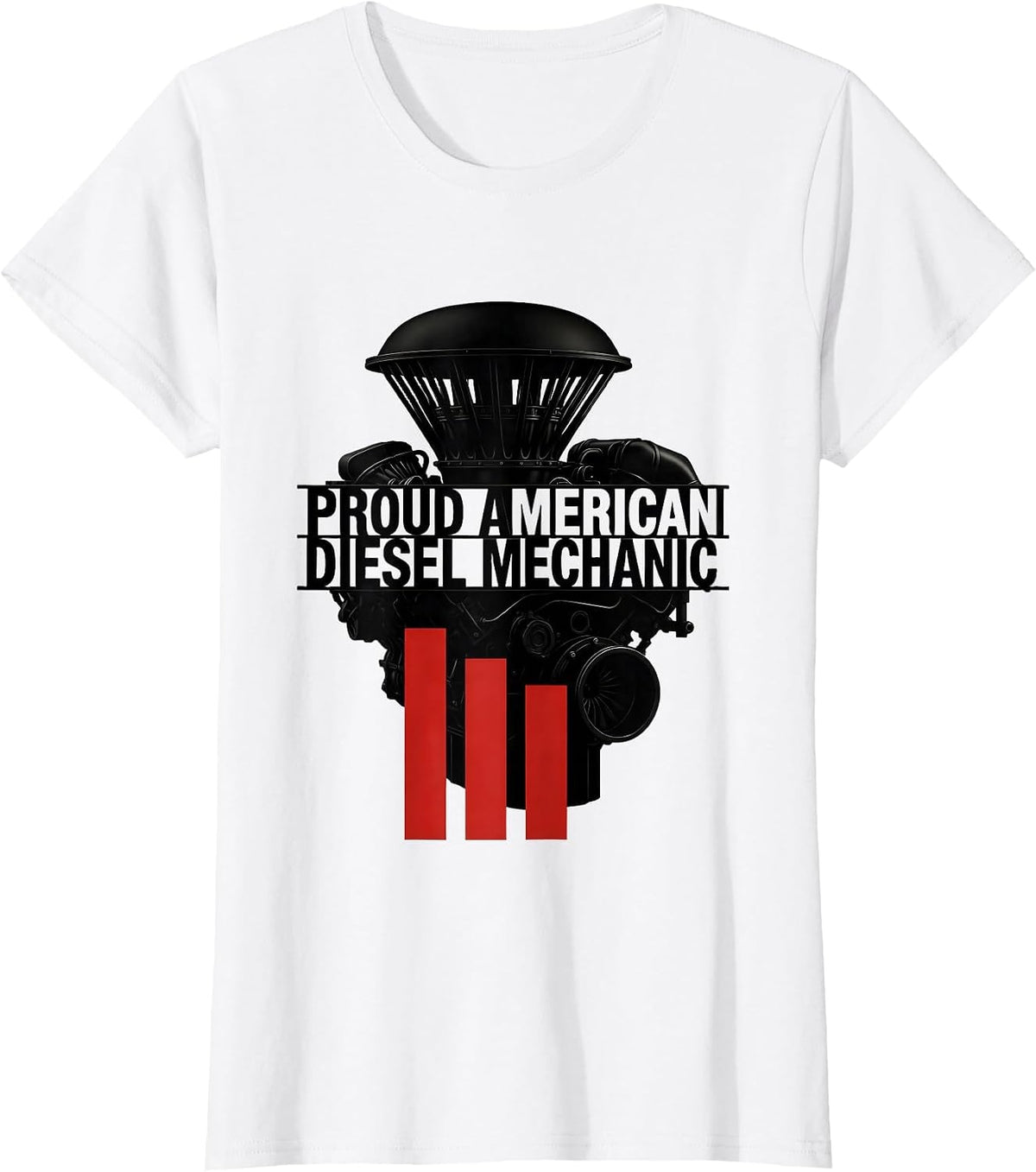Proud American Diesel Mechanic Patriotic Mechanic USA Flag T-Shirt - White