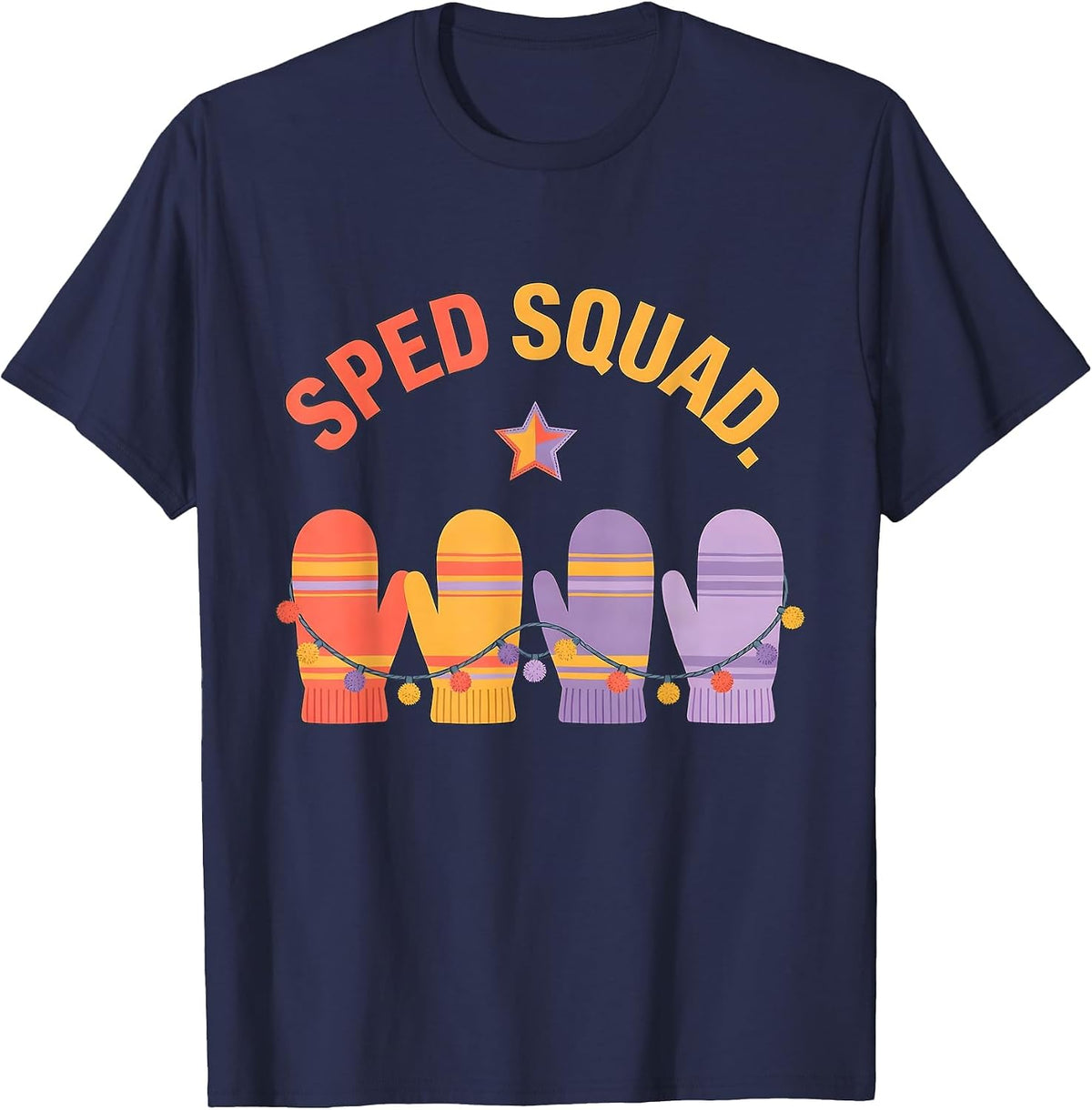 Men's SPED Squad Funny Teacher Christmas Classroom Humor T-Shirt - Navy Blue