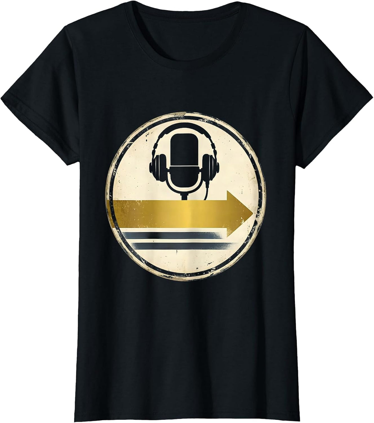 Thin Gold Line Boom Mic 911 Dispatcher Vintage Tribute T-Shirt - Black