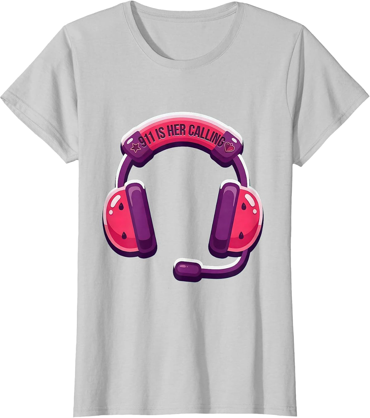 911 Is Her Calling Dispatcher Design T-Shirt - Silver Grey