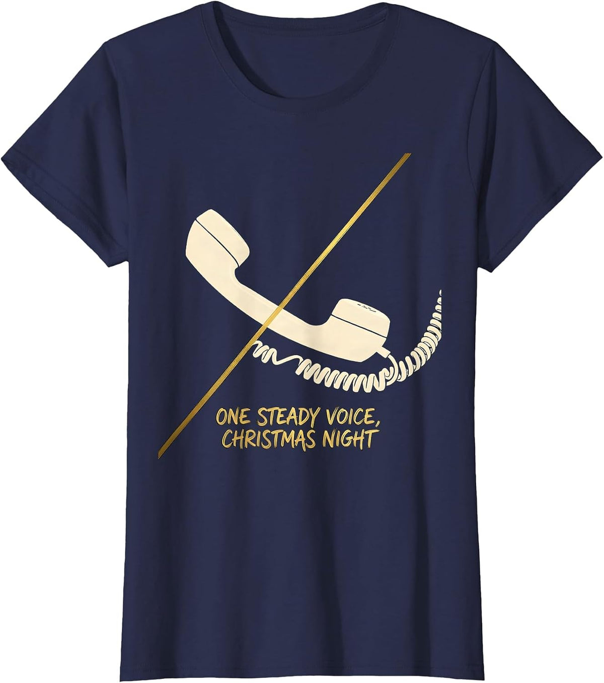 Women's One Steady Voice Christmas Night Funny 911 Dispatcher Gift T-Shirt - Navy Blue