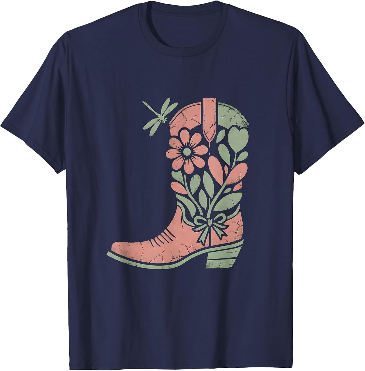 Men's Cowgirl Boot Kicking Desert Dust Western Graphic T-Shirt - Navy Blue