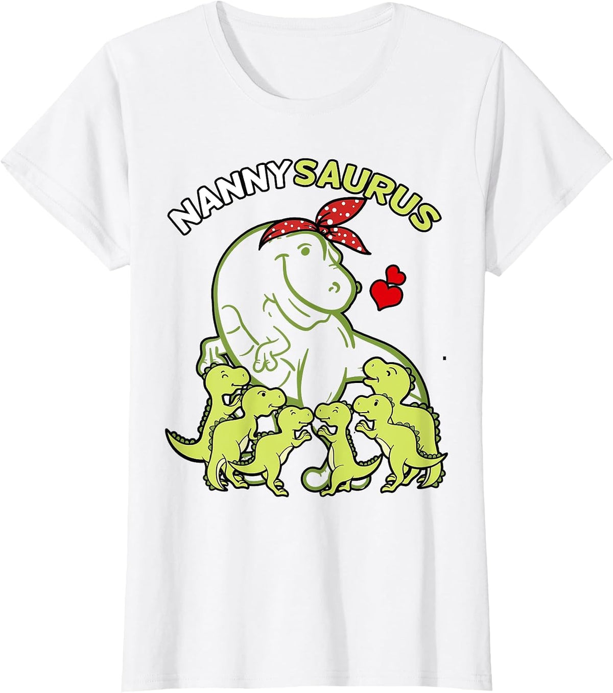 Nannysaurus Nanny 6 Kids Dinosaur Mother's Day T-Shirt - White