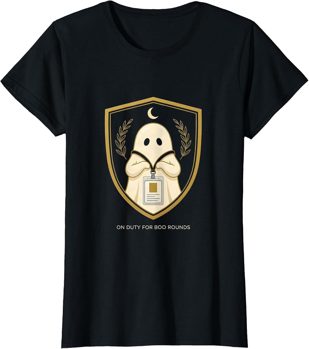 On Duty For Boo Rounds Ghost SPED Paraprofessional Halloween T-Shirt - Black