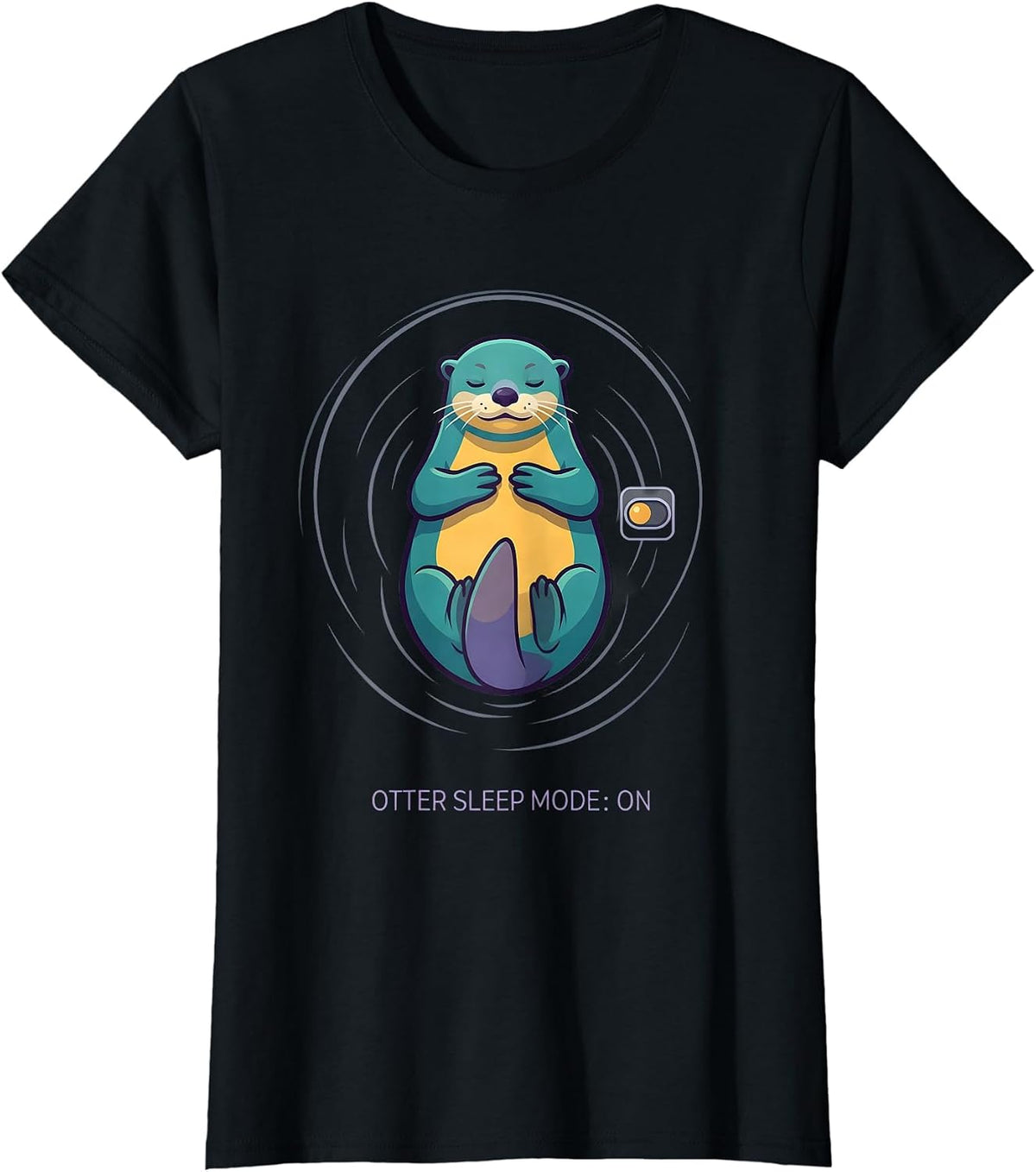 Otter Sleep Mode On Funny Animal Lover Pajama Gift T-Shirt - Black