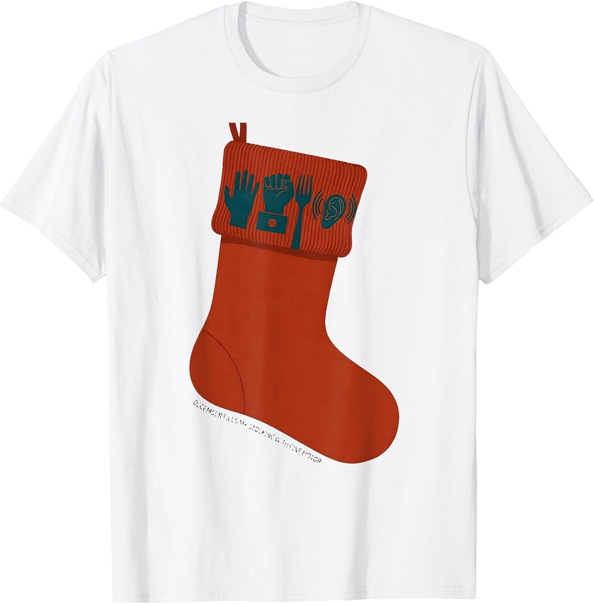 Men's December Fills My Stocking With Fine Motor Occupational T-Shirt - White