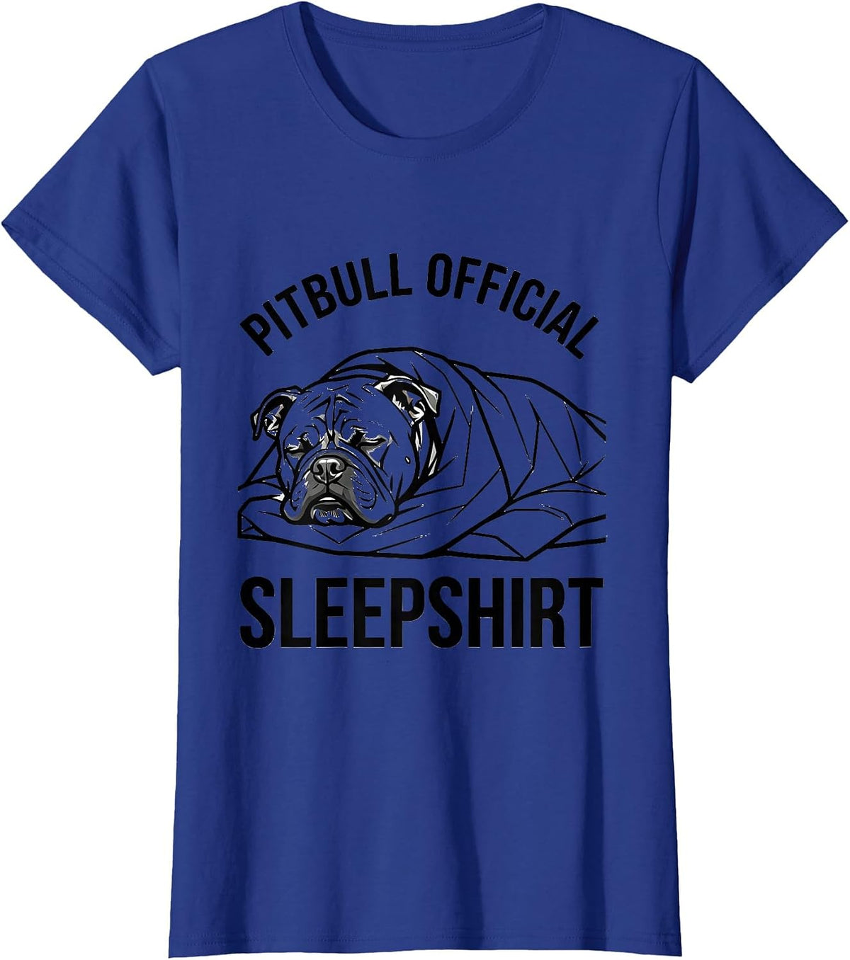 Women's Pitbull Official Sleepshirt Cozy Dog Owner Nightgown T-Shirt - Royal Blue