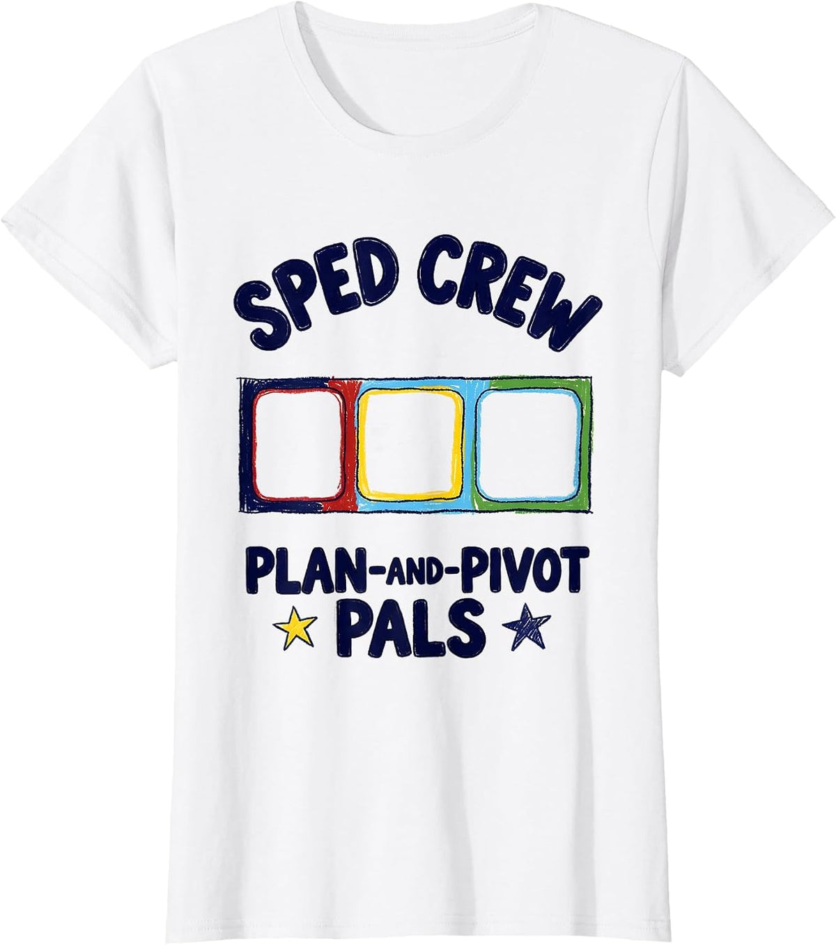 SPED Crew Plan-and-Pivot Pals Naive Kidcore Teacher T-Shirt - White