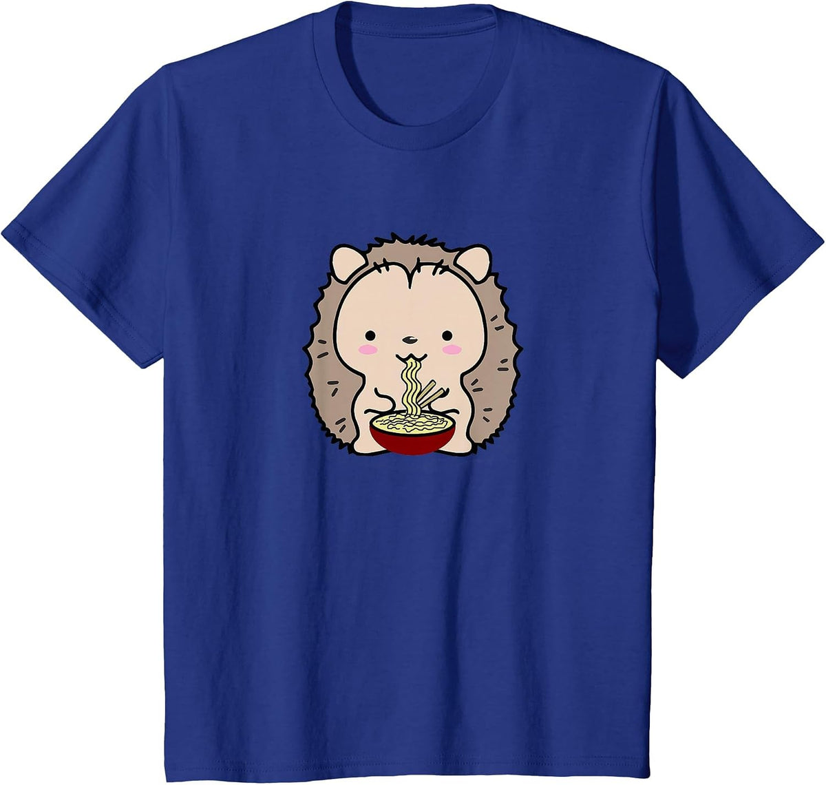 Hedgehog Eating Ramen Noodle Soup Cute Tee Shirt T-Shirt - Royal Blue