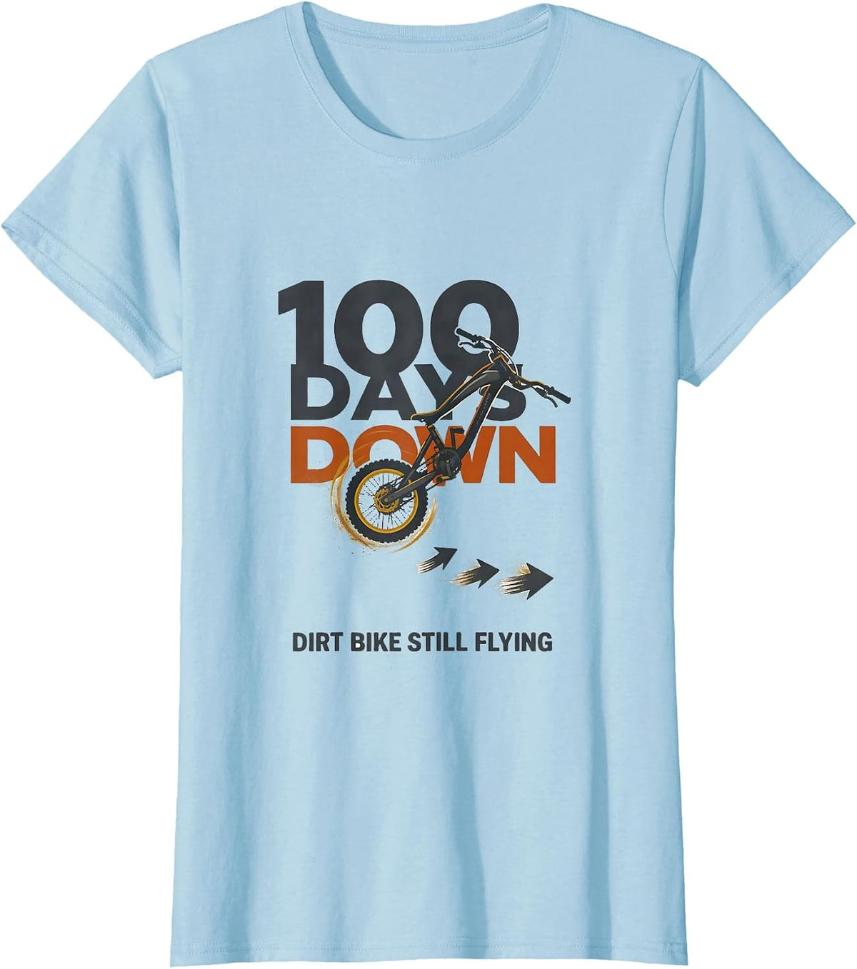 100 Days Down Dirt Bike Still Flying Funny Boys 100th Day T-Shirt - Baby Blue