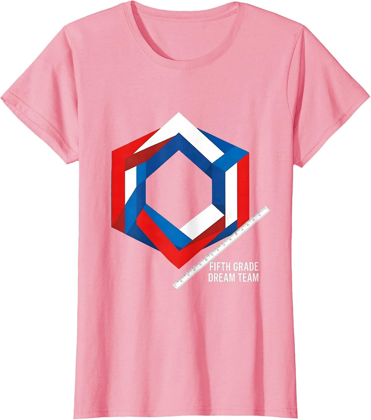 Women's Fifth Grade Dream Team Bauhaus Modernist Back to School T-Shirt - Pink