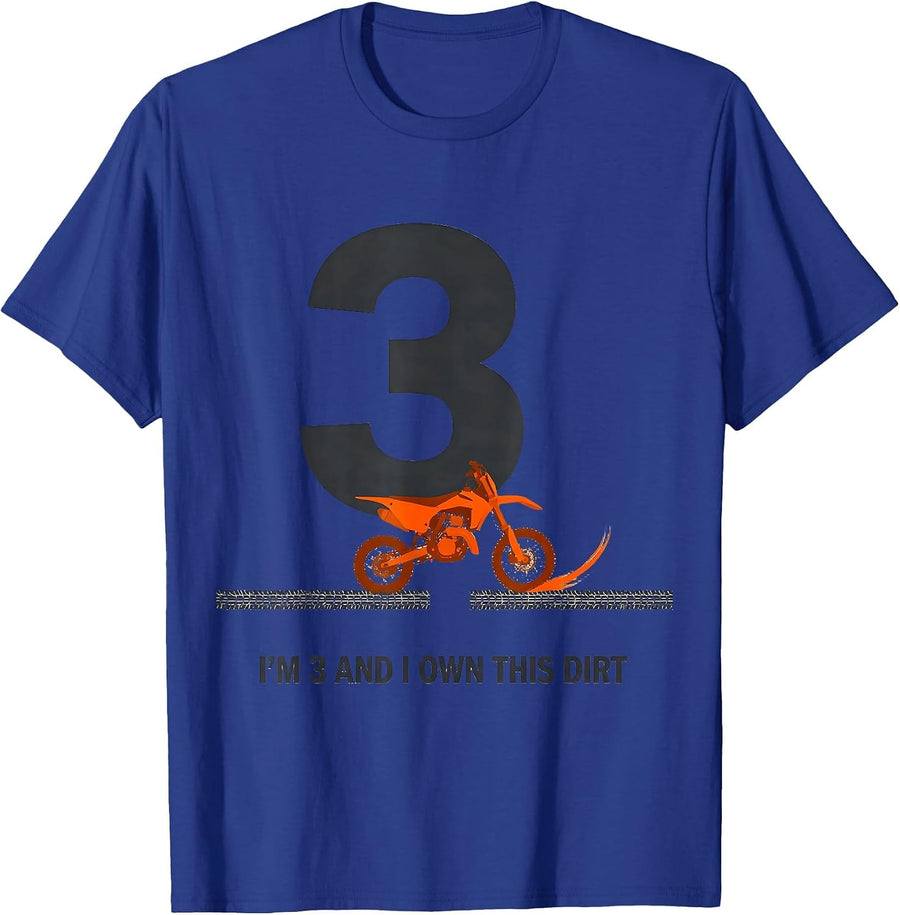 I'm 3 And I Own This Dirt Minimalist Dirt Bike Boy 3rd T-Shirt - Royal Blue