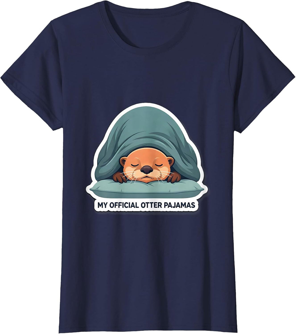 Women's My Official Otter Pajamas Cute Animal Sleep Shirt Gift T-Shirt - Navy Blue