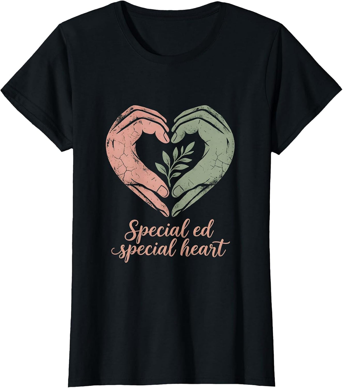 Special Ed Special Heart Teacher Design T-Shirt - Black