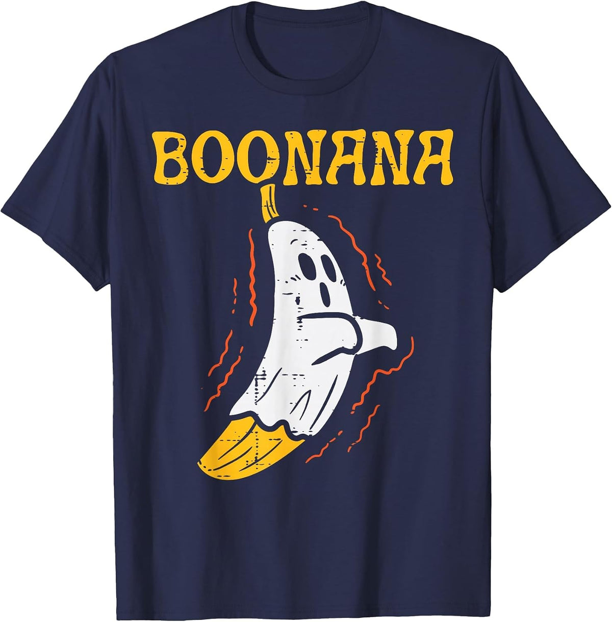 Boonana Cute Ghost Banana Halloween Costume Men Women Kids T-Shirt - Navy Blue