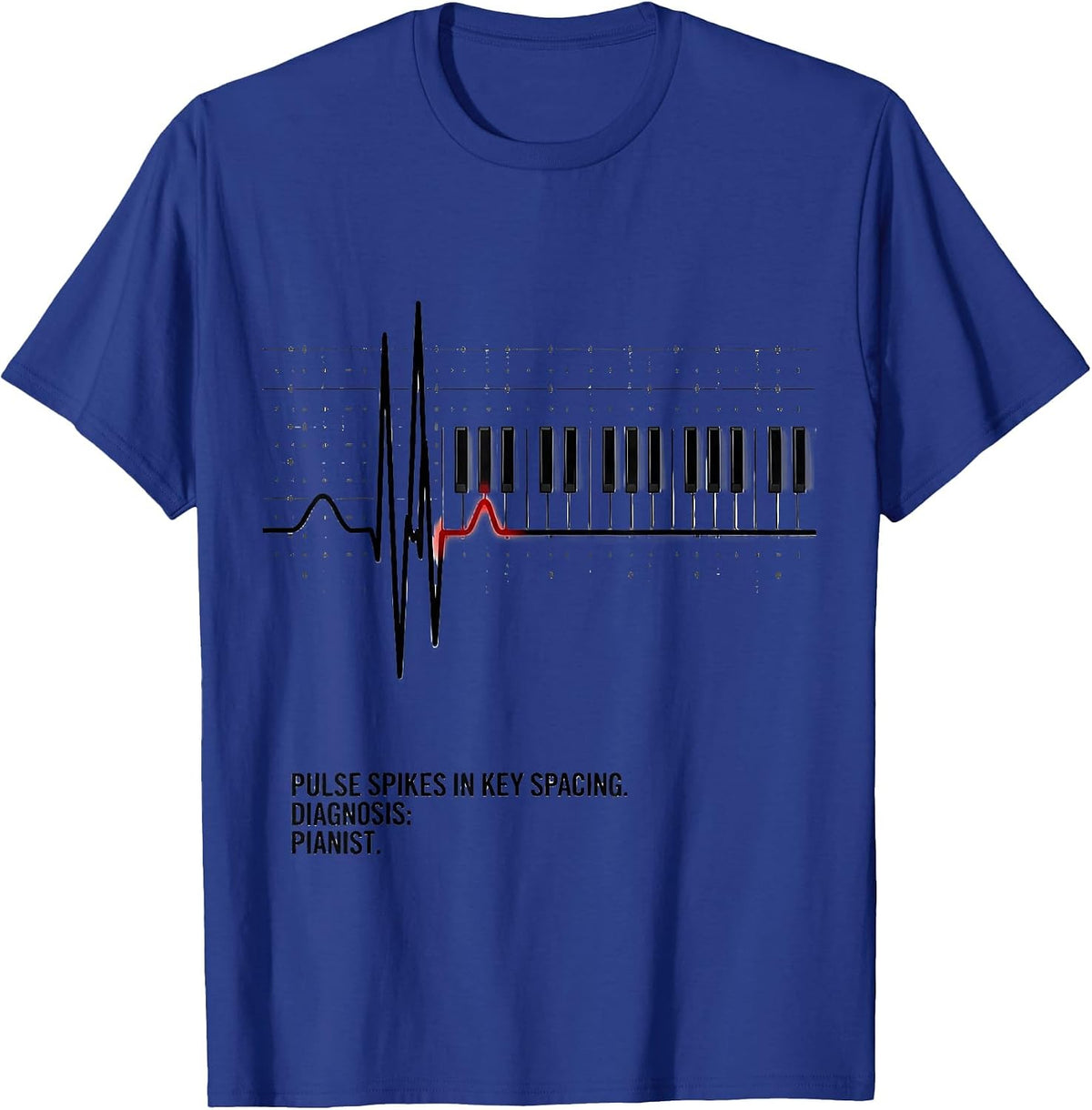 Men's Pulse Spikes In Key Spacing Diagnosis Pianist T-Shirt - Royal Blue