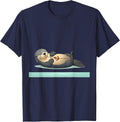 Sea Otter Anchor Pajama Humor Sleepwear T-Shirt - Navy Blue