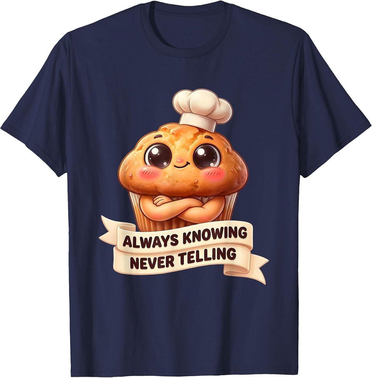 Always Knowing Never Telling Mysterious Design T-Shirt - Navy Blue