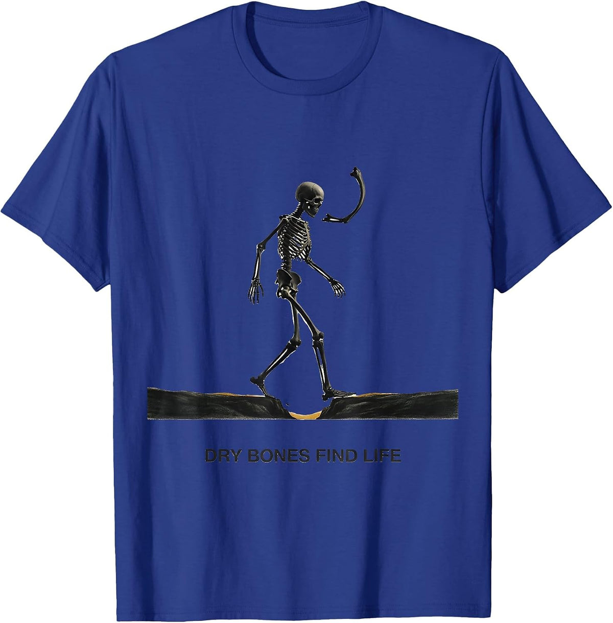 Men's Dry Bones Find Life Minimalist Christian Halloween Skeleton T-Shirt - Royal Blue